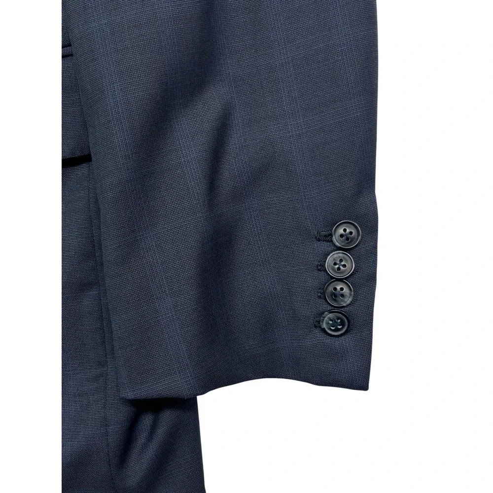 Ermenegildo Zegna Italy 54 44R Navy Windowpane Blazer Jacket Sport Suit Coat